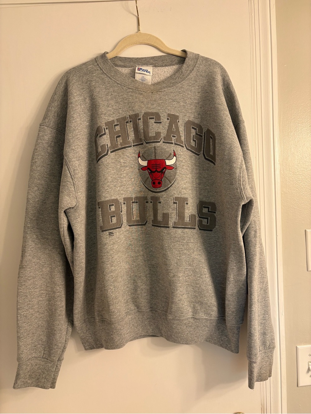 Vintage Pro Player 90s Chicago Bulls Gray Pullover Crewneck Sweatshirt NBA
